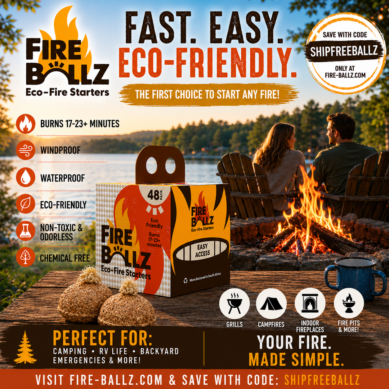 FIREBALLファイヤーボール　TOP12サンプルキット　新品未使用 ☀️🔥 Another beautiful summer day calls for an easy, safe fire